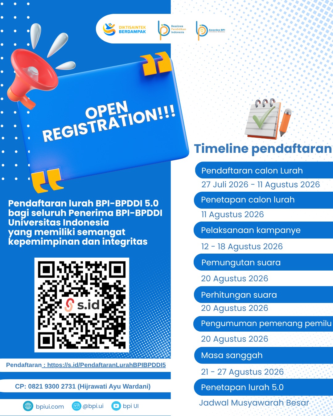 Pendaftaran Calon Lurah BPI-BPDDI UI 5.0